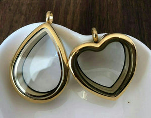 Gold Heart and Teardrop Stainless Steel Lockets