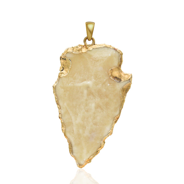 Arrow Druzy Quartz Stone Pendant with Gold Edge Natural Stone Jewelry