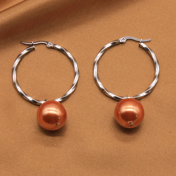 Fantastic 16MM Shell Pearls Twisted Loop Earrings For Women's Jewelry 6 Colors Available