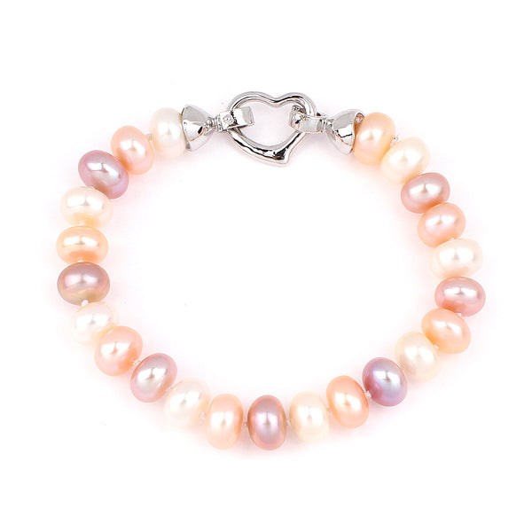 Natural Color 7-8MM Potato Pearls Bracelet with Heart Clasp