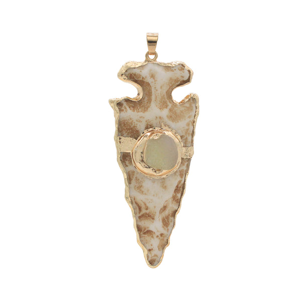 Awesome Big Arrow Stone Quartz Natural Stone with Gold Edge Fit Handmade Fashion Jewelry