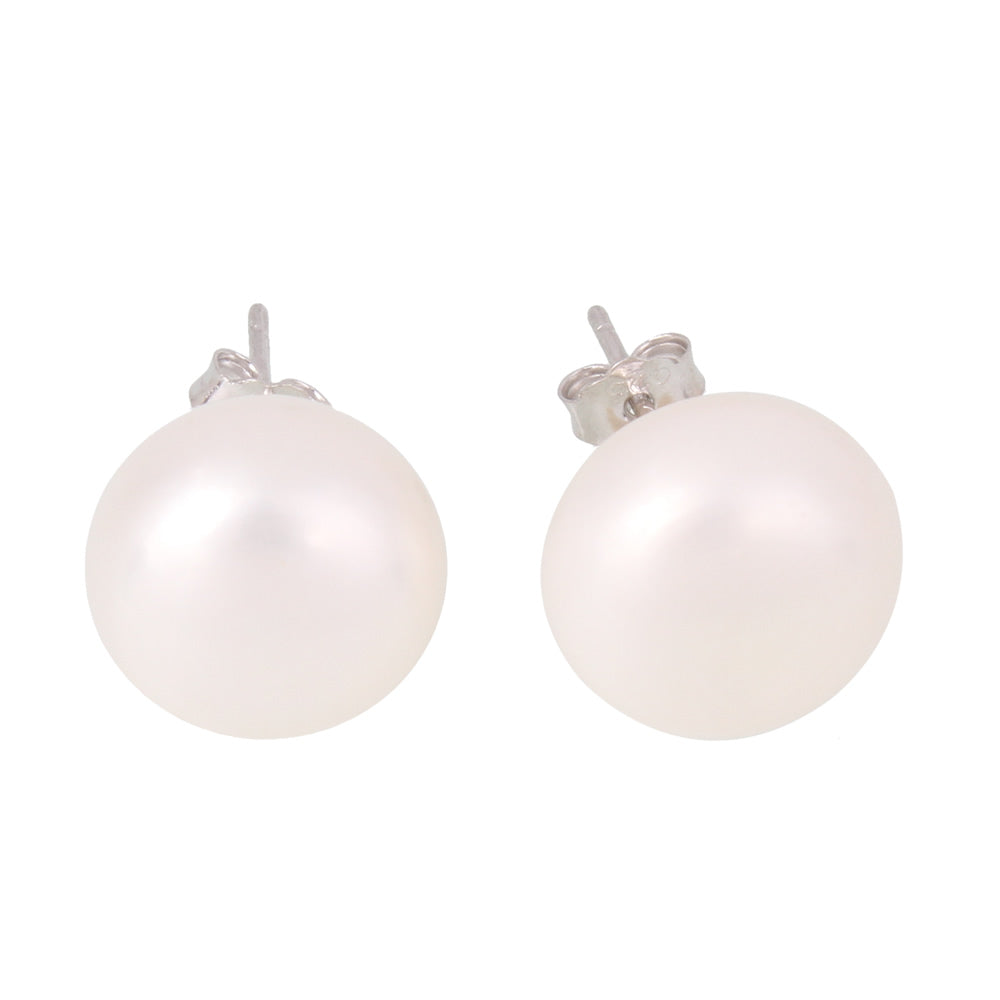Freshwater Pearl Stud Earring with Brass Baroque 7-7.5mm Sold By Pair white pink  purple balck colors