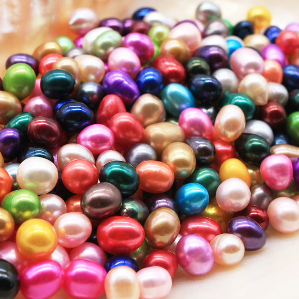 Fantastic Natural Pearl 7-8MM Loose Rice Pearl for Freshwater Oysters High Quality 25 Colors Available