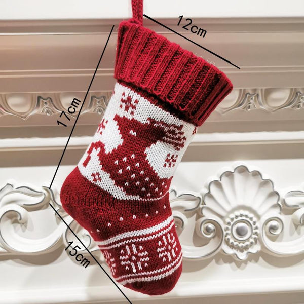 Red and White Christmas Tree Snowflake Reindeer Stockings Gift