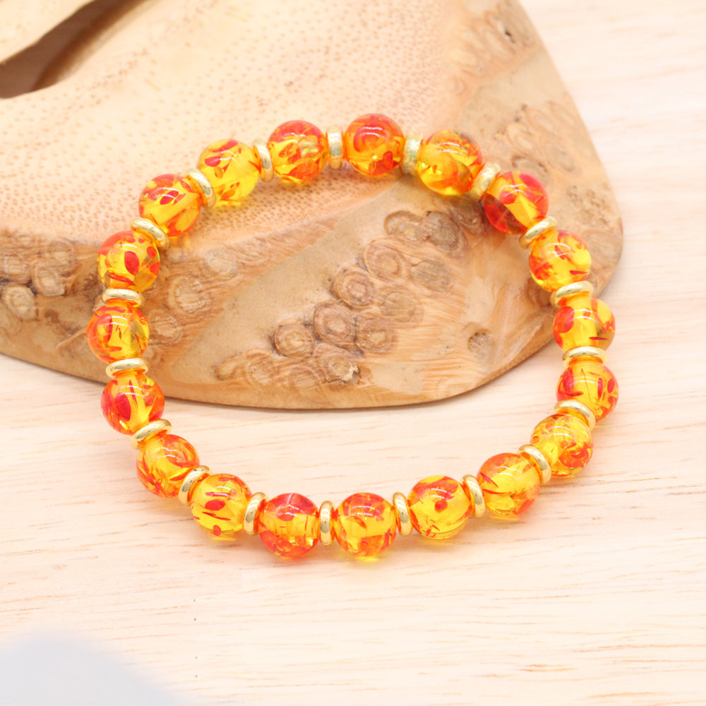 8MM Round Gemstone Natural Stone Bracelet with Gold Accessory High Quality