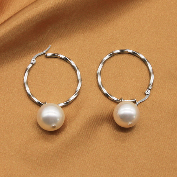 Fantastic 16MM Shell Pearls Twisted Loop Earrings For Women's Jewelry 6 Colors Available