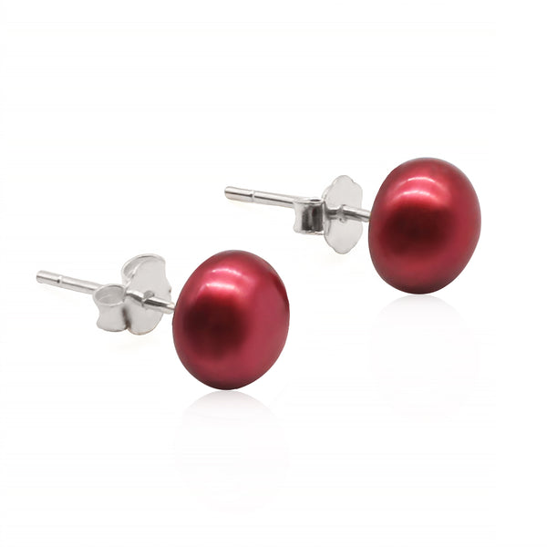 925 Sterling Silver Button Pearl Natural Freshwater Pearl Stud Earrings for Women Daily Wear Gift