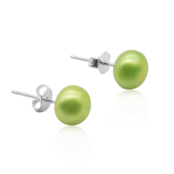 925 Sterling Silver Button Pearl Natural Freshwater Pearl Stud Earrings for Women Daily Wear Gift