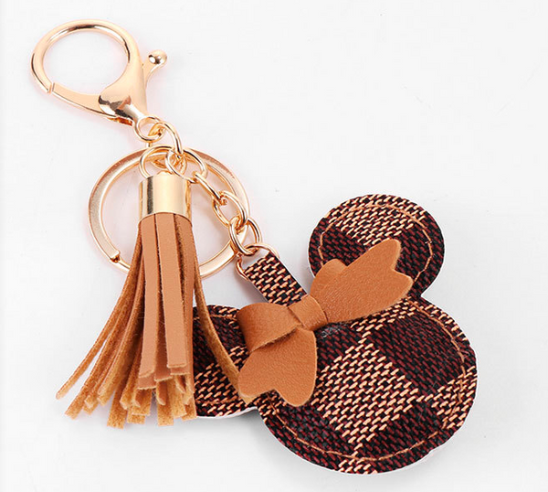 Fashion Mickey Head Tassel Keychains 5 Colors Available