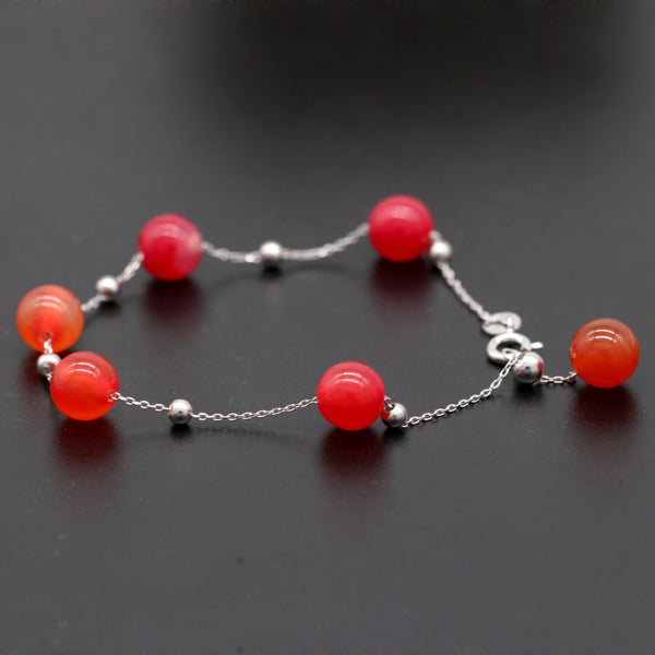 925 Sterling Silver Gemstone Bracelet Natural Stone 8 Inches Length Adjustable Women's Jewelry