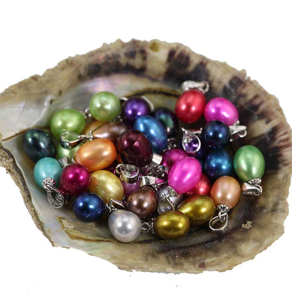 Culture oval pearl pendant,7-9 MM rice pearl pendant  25 colros hot sale